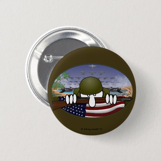 世界大戦2のKilroyの基本的なボタン 缶バッジ (正面&裏面)