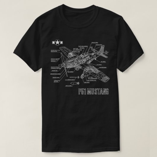 世界大戦2アメリカP51マスタングファイター飛行機blu Tシャツ (デザイン正面)
