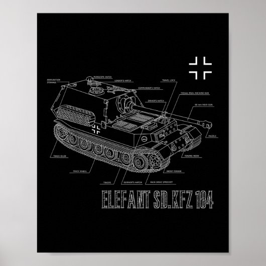 世界大戦2ドイツアンチ戦車駆逐艦エレファントブルー ポスター (正面)