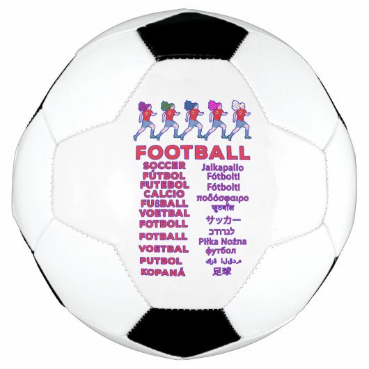 世界女子サッカー 多言語 名前 スポーツファン サッカーボール (正面)