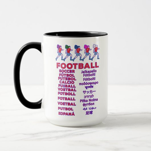 世界女子サッカー 多言語 名前 スポーツファン マグカップ (左)