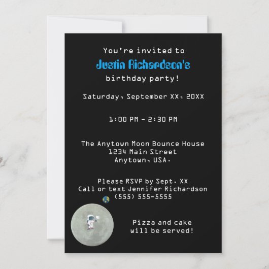 世界宇宙飛行士の誕生日パーティーから 招待状 (裏面)