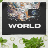 世界宇宙飛行士デザイン キッチンタオル (折り畳み)