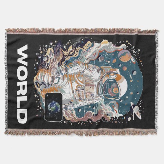 世界宇宙飛行士デザイン スローブランケット (正面)