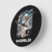 世界宇宙飛行士デザイン ラウンド壁時計 (傾斜)