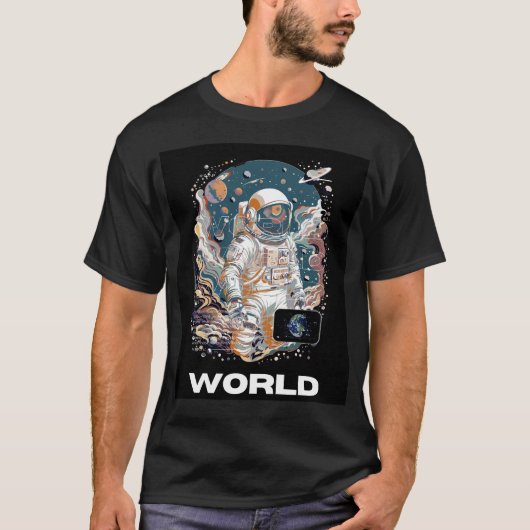 世界宇宙飛行士デザイン Tシャツ (正面)