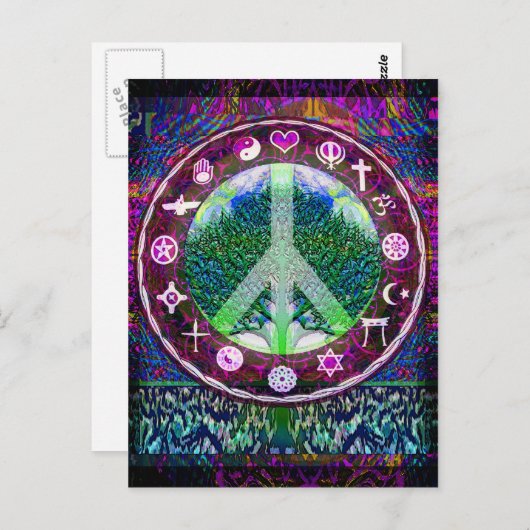 世界宗教生命の平和の木マンダラ ポストカード (正面/裏面)