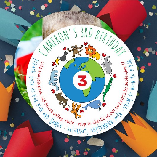 世界平和と愛の可愛い動物たち 招待状