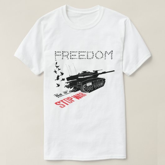 世界平和と自由を願う、戦争反対 Tシャツ (デザイン正面)