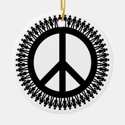 世界平和のサインを手に取ること セラミックオーナメント (正面)