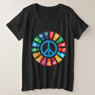 世界平和の持続可能性ゴール 感動的 プラスサイズTシャツ