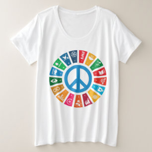世界平和の持続可能性ゴール 感動的 プラスサイズTシャツ