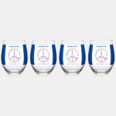 世界平和の日の平和の標識ワードクラウド ステムなしワイングラス (正面)