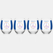 世界平和の日の平和の標識ワードクラウド ステムなしワイングラス (裏面)