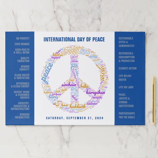 世界平和の日の平和の標識ワードクラウド ペーパーパッド (インサイチュ)