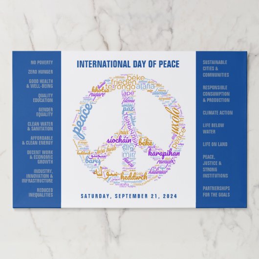 世界平和の日の平和の標識ワードクラウド ペーパーパッド (正面)