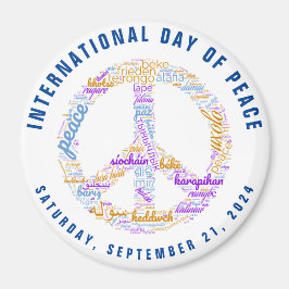 世界平和の日の平和の標識ワードクラウド マグネット