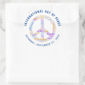 世界平和の日の平和の標識ワードクラウド ラウンドシール (バッグ)