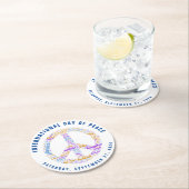 世界平和の日の平和の標識ワードクラウド ラウンドペーパーコースター (インサイチュ)