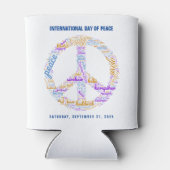 世界平和の日の平和の標識ワードクラウド 缶クーラー (裏面)