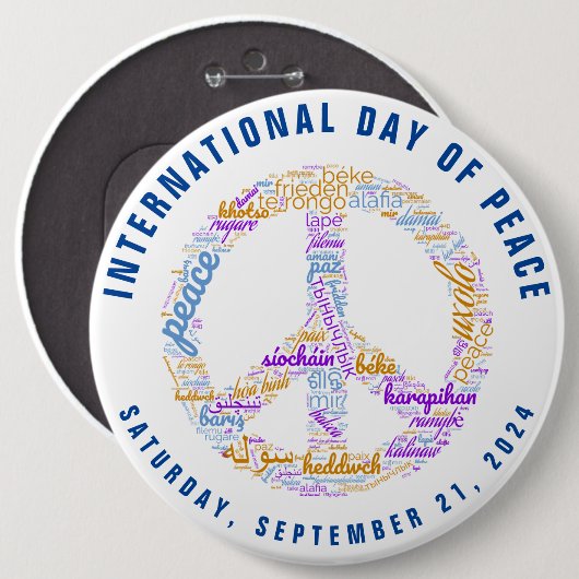 世界平和の日の平和の標識ワードクラウド 缶バッジ (正面&裏面)
