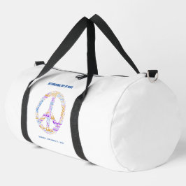 世界平和の日の平和の看板ワードクラウドウォーターボトル ダッフルバッグ