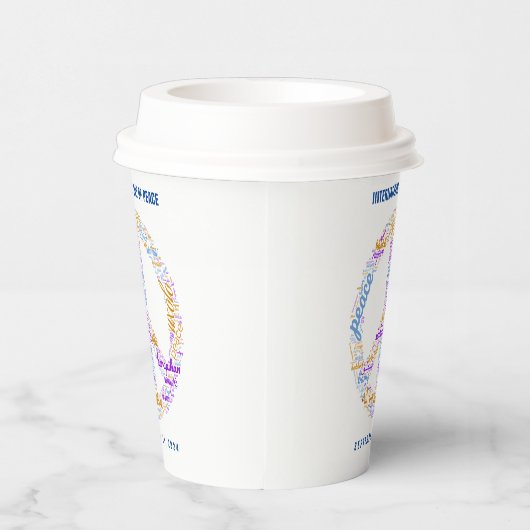 世界平和の日 ピースサイン ワードクラウド 紙コップ (右)