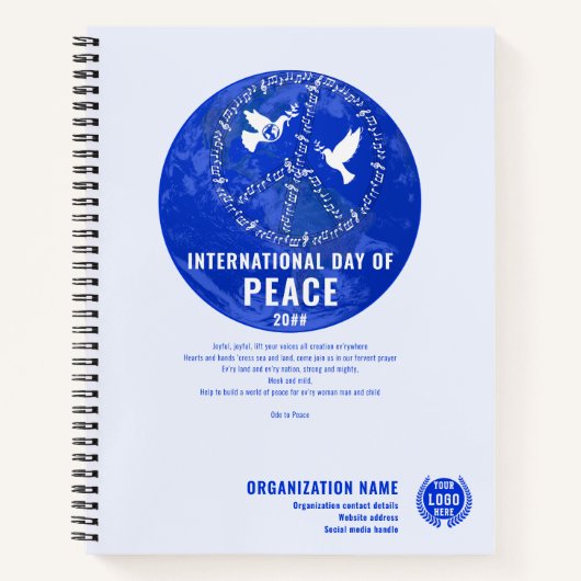 世界平和の日Dove Peace on Earth Dayロゴ ノートブック (正面)