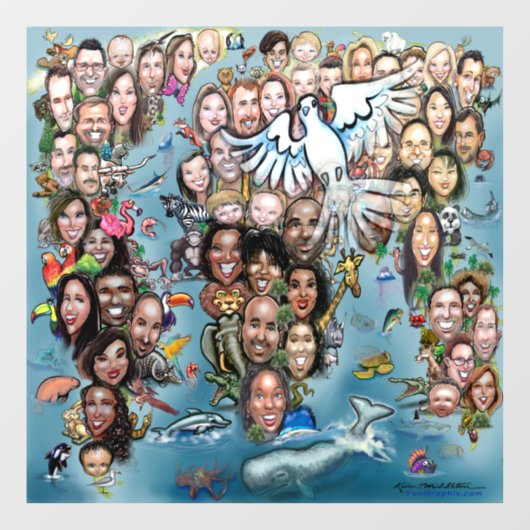 世界平和の窓が貼り付く ウィンドウサイン (シート)