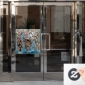 世界平和の窓が貼り付く ウィンドウサイン (オフィスドア)