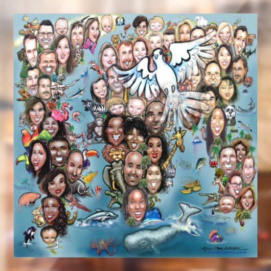 世界平和の窓が貼り付く ウィンドウサイン