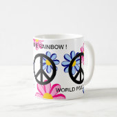 世界平和の虹をライトアップ! コーヒーマグカップ (正面右)