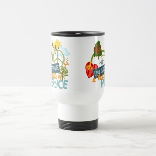 世界平和を想像して下さい トラベルマグ (中央)