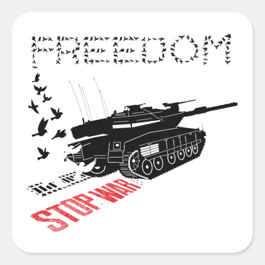 世界平和を願う、戦争反対 スクエアシール (正面)