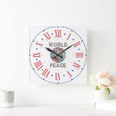 世界平和フラグIIコレクションローマ数字 スクエア壁時計 (ホーム)
