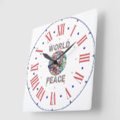 世界平和フラグIIコレクションローマ数字 スクエア壁時計 (傾斜)