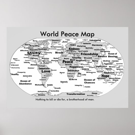 世界平和マップ – ために死ぬものは何もない ポスター (正面)