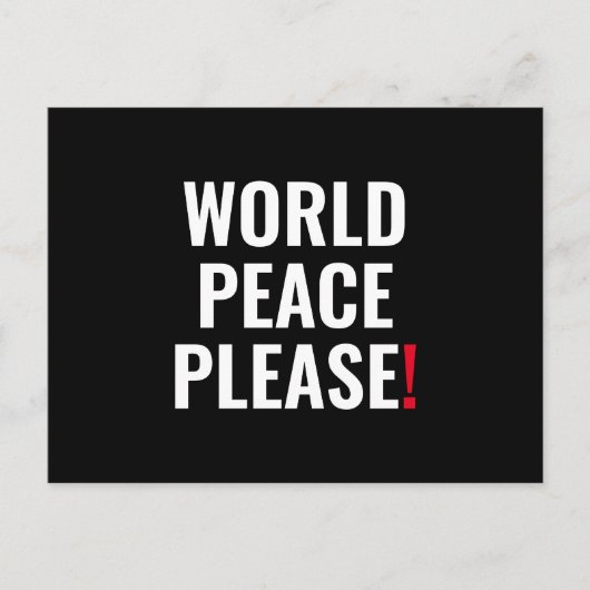 世界平和白黒レッド戦争の抗議 ポストカード (正面)
