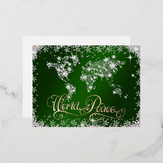 世界平和 エメラルドグリーンとダイヤモンド 箔シーズンポストカード (正面/裏面)