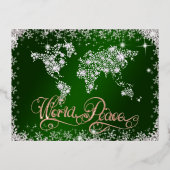 世界平和 エメラルドグリーンとダイヤモンド 箔シーズンポストカード (正面)