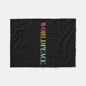 世界平和(カラフル文字) フリースブランケット (正面(横))