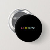 世界平和(カラフル文字) 缶バッジ (正面&裏面)