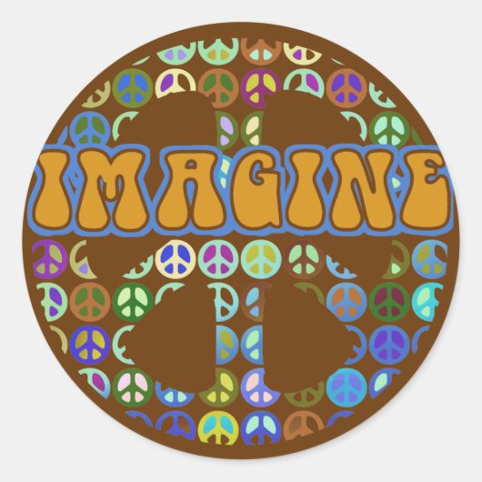 世界平和 – レトロ ラウンドシール (正面)