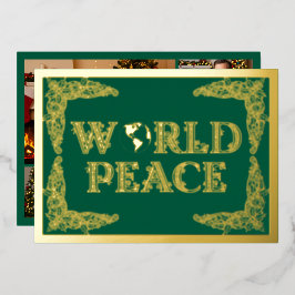 世界平和、地球、緑、金ゴールド 箔シーズンカード