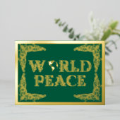 世界平和、地球、緑、金ゴールド 箔シーズンカード (立ち正面)