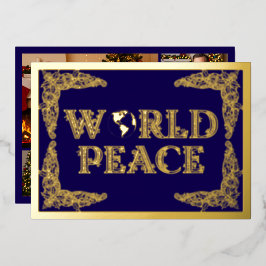 世界平和、惑星の地球、紫、金ゴールド 箔シーズンカード