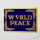 世界平和、惑星の地球、紫、金ゴールド 箔シーズンカード (正面)