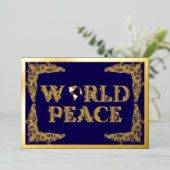 世界平和、惑星の地球、紫、金ゴールド 箔シーズンカード (立ち正面)