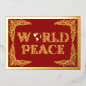 世界平和，惑星地球，赤，金ゴールド 箔シーズンカード (正面)