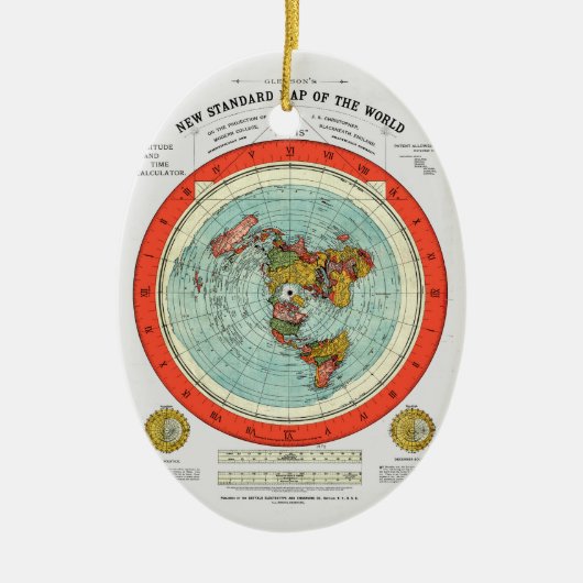 世界平地の地球の新しい標準地図 セラミックオーナメント (正面)